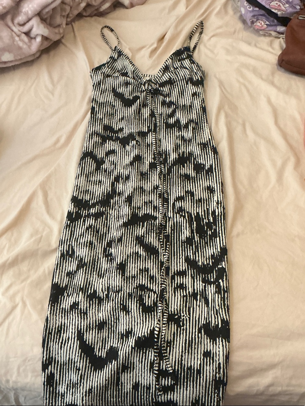 Sexy H&M Black and White Pattern Spaghetti strap Bodycon Maxi Dress